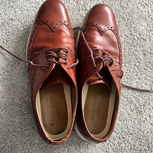 Cole Haan Original Grand Wingtip Oxford Mens 11.5 Brown Leather Derby Dress Shoe - Picture 6 of 9